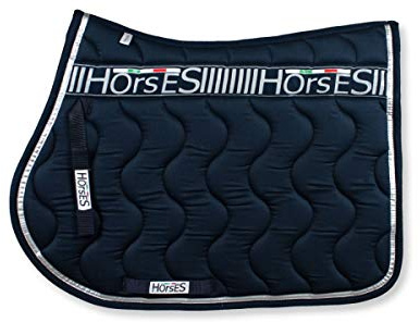 Horses, Schabracke Gloss, Weiche und Widerstandsfähige Schabracke, Unverzichtbar, um das Pferd vor Traumata und Übermäßigen Stößen zu schützen, Nüchtern und Elegant (Blau, Full)