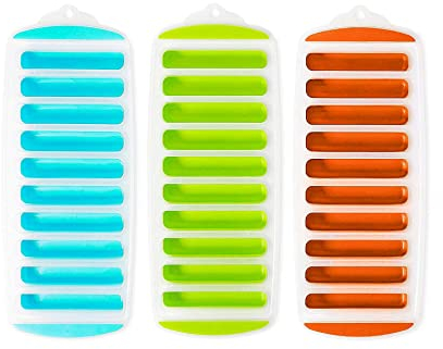 Water Bottle Ice Stick Trays - Rectangular BPA Free Flexible 10 Silicone Ice Molds - Ideal for Cocktail Parties, Water Bottles, Juice Bottles; Ice Cube Tray 10 Holes - Assorted Colors