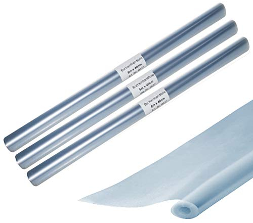P.B. 3 x Bucheinband-Folie 5 m x 40 cm Transparent Seidenmatt. Buchfolie Bucheinband