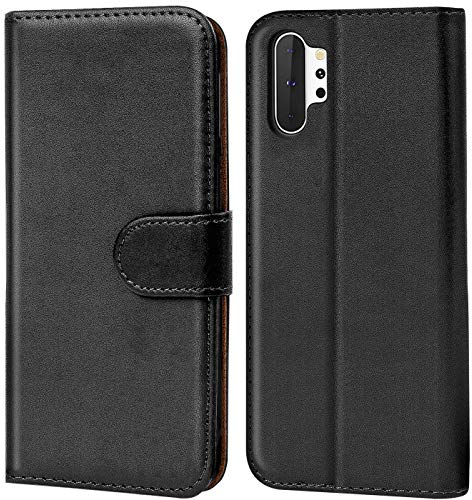 Verco kompatibel mit Samsung Galaxy Note 10+ Hülle, Handyhülle für Galaxy Note 10 Plus Tasche PU Leder Flip Case Brieftasche - Schwarz