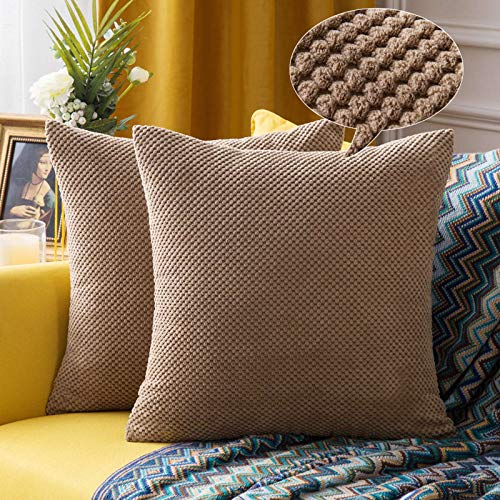 MIULEE 2er Set Kissenbezüge Dekokissen Körnig Dekorativ Kissenbezug Kissenhülle Sofakissen Deko Bezug Weich Zierkissen Kissen für Wohnzimmer Schlafzimmer 60x60cm Braun