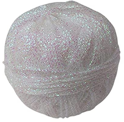 Stenly Häkelgarn Metallic Glitter fein Weiß DIY glitzern Garn350 m 50 gr