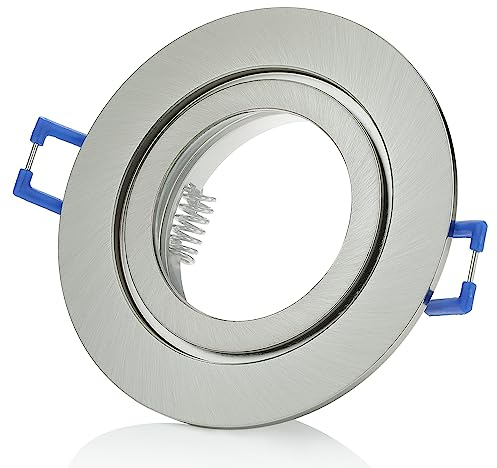 Sweet Led Einbaurahmen inkl. GU10 Fassung 230V IP44 Einbauleuchten-Rahmen Aluminium Einbauspots fürs Bad Möbelleuchten downlight spot rund, Chrom gebürstet