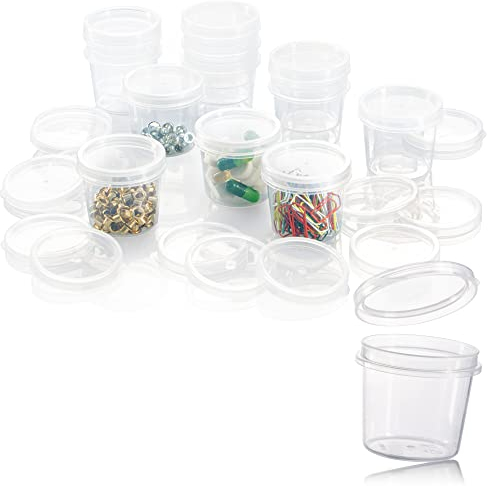 com-four® 12x récipient de stockage avec couvercle - pot en plastique universel avec fermeture - gobelets empilables pour cosmétiques, crème, lotion et matériel d'artisanat - 35 ml (12 pièces)