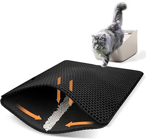 Ycozy Katzenklo Matte Groß 75 x 55cm EVA Katzenstreu Matte für Toilette Unterleger Waben Katzenklo Vorleger Wasserdichte Leicht zu Reinigen