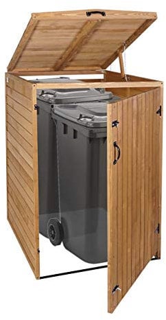 XL 1er-/2er-Mülltonnenverkleidung HWC-H74, Mülltonnenbox, erweiterbar 126x80x98cm Holz FSC® - braun