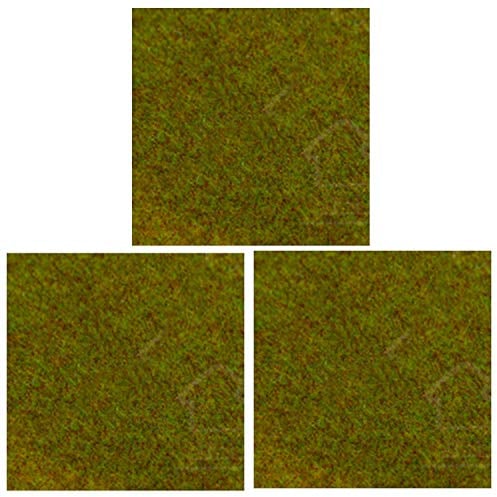 OrgMemory Model Grass Mat, (3pcs, 50x50cm), Model Railway Scenery for Model Scenery (Olive Green)