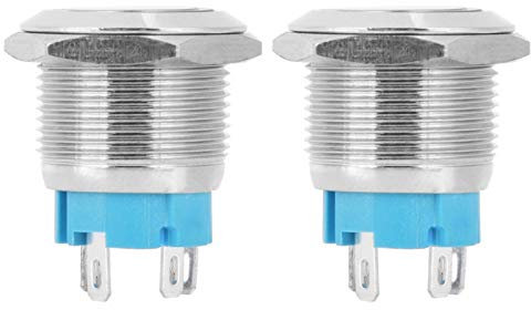 Interruptor de reinicio automático, interruptor de botón pulsador de 4 pines con reinicio automático Ip65, resistente a la presión de metal con luz 2PCS para apariencia de gama alta