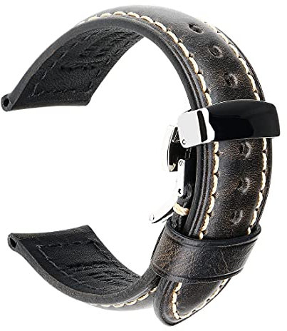 REZERO Uhrenarmband, Echtes Leder Uhrenarmbänder, Ölgewachste Vintage Uhrenarmbänder für Herren, Damen 18mm 19mm 20mm 21mm 22mm 23mm 24mm 26mm
