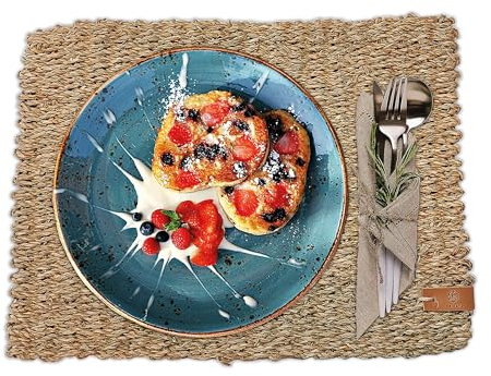 FRIHET Tischset eckig - Seegras geflochten (1er Set) Platzset 40x30cm, Natur Tischdeko, Tischsets Platzsets abwischbar, Platzdeckchen Esstisch, Hygge Skandi Boho