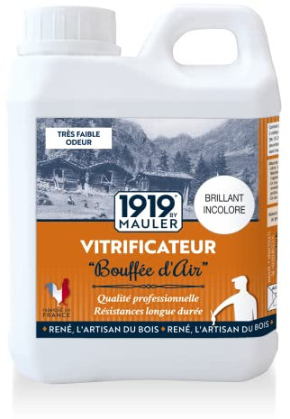 1919 BY MAULER - Vitrificateur parquet & escalier haute résistance - Brillant Incolore - 1L - protection taches, rayures, usure longue durée