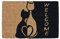Relaxdays Fußmatte Kokos, 60 x 40 cm, mit Katzen & Spruch Welcome, gummiert, innen und außen, Türvorleger, Natur/schwarz