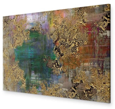 murando - Tableau décoratif abstrait 120x80 cm - Impression sur toile colorée - Décoration murale pour salon et chambre - Vert rose gris jaune - Abstraction de texture artistique a-A-0874-b-a