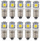 GutReise E10 AC LED Glühbirnen,10 Stück 6V Kaltweiß 5LED Lampen,E10 Miniatur Schraube 0,5Watt 50Lm (AC6V, Kaltes Weiß)
