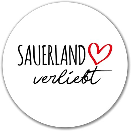 Huuraa Aufkleber Sauerland verliebt Geschenk | Dekoaufkleber 10cm rund Sticker Geschenkidee Dekoausticker