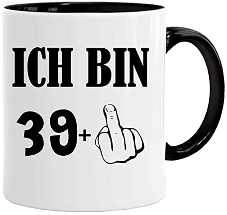 Tasse zum Geburtstag mit lustigem Spruch und Kater mit Stinkefinger - Ich Bin 39+ - Becher/Mug als witziges Geschenk/Lustige und Originelle Geschenke/Tee-Kaffeetasse inkl. Geschenkbox