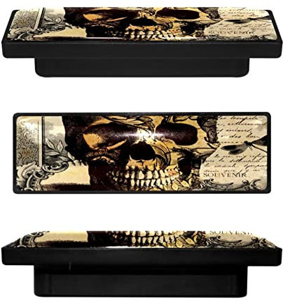 Schubladenknauf, Blumenmuster, Totenkopf, Tatoo, Kristallglas, ergonomisch, 9,1 cm, Möbelgriff, Schrankgriff für Küche, Kommode, Schrank, Kleiderschrank, 4 Stück