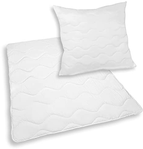 Julido Microfaser Bettenset Decke 135x200cm + 80x80cm Kissen 1000g & 800g Waschbar mit Rhombussteppung Ganzjahresdecke, Weiß