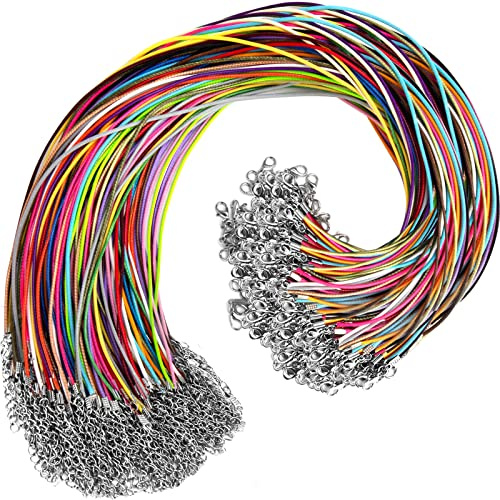 100 cordones de cuero rojo con cierres, cordón encerado para collar, pulsera, cuerda de collar de cuerda, cordones negros para colgantes, cadenas de collar a granel de 18 pulgadas para suministros de