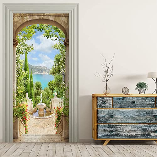 VIRANDA Türtapete Selbstklebend Türposter - LANDSCHAGT - Türaufkleber 3D Türklebefolie 77x200cm