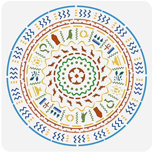 FINGERINSPIRE Ägyptische Hieroglyphen Schablone 30x30cm Wiederverwendbar Buddhistische Mandala Schablone Tribal Muster Zeichnungsvorlage Tribal Totem Schablone Für Wand, Holz, Möbel, Scrapbook