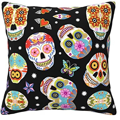 ASEELO Sugar Skulls Kissen, 45,7 x 45,7 cm, für Wohnzimmer, Schlafzimmer, Sofa, Couch, Outdoor-Kissenbezüge