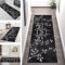 Teppich Läufer Lang Flur Küche rutschfest waschbar Teppichmatten Modern Küchenläufer 60X300CM Schwarz Dunkelgrau Teppichläufer Küchenteppich Meterware Esszimmer Schlafzimmer Wohnzimmer Türmatte