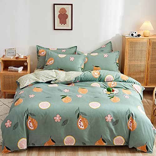 GETIYA Niedlich Frucht Muster Bettwäsche 100x135 Jungen Mädchen Bettwäsche Grün Dunkelgrün Wendebettwäsche Kinder Bettwäsche Mikrofaser Zweiteilig Bettbezug Set mit 1 Kissenbezug 40x60