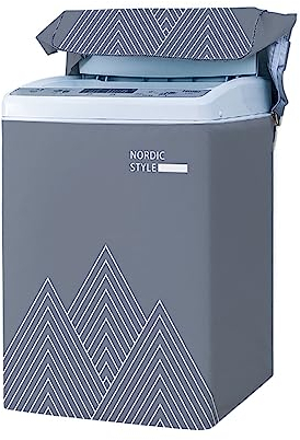 Odot Druck Waschmaschinenabdeckung Toplader Staubdichte wasserdichte Sonnenfest Abdeckungen für Waschmaschine Trockner Waschtrocknerabdeckung Passend für Meisten Top (Grau,XXL (12.5kg))