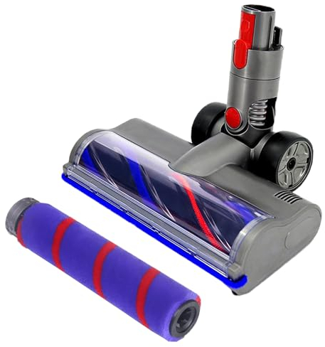 Asdazrxy Ersatzbürste Bürste Kompatibel mit Dyson V7, V8, V10, V11, V15 Staubsauger, Bürste Ersatzteil Zubehör, Bodendüse mit 4 LED-Frontleuchte mit 1 Ersatzrolle für Hartböden und Teppich