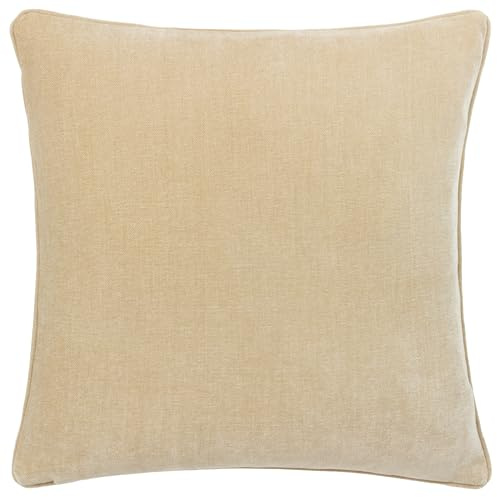 Yard Heavy Chenille Polyester Filled Cushion (Natural, 50 x 50 cm) | Soft Velvet Piped Decorative Cushion