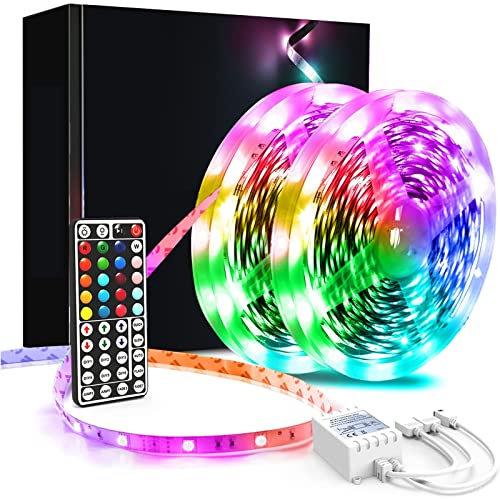 phopollo Led Strip Light, 40m Led Light Strips with 44-Keys Remote, Flexible RGB Colour Changing Led Lights for Bedroom,Party (20Mx2)