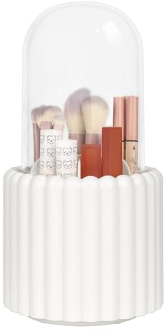 JessLab Organisateur de Pinceaux de Maquillage, Porte-Pinceaux de Maquillage Rotatif à 360 Degrés avec Couvercle, Boîtes de Rangement pour Pinceaux de Maquillage pour Bureau, Salle de Bain, Coiffeuse