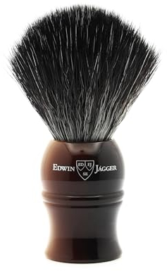 Edwin Jagger 1EJ332SYN Classic Black Synthetic Fiber Eco-Friendly Vegan Peeling Rasierpinsel für Rasiercreme oder Rasierseife für Männer und Frauen (Imitation Hellhorn)