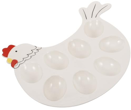 HOLIDYOYO Teufels-Eier-Teller-Tablett Keramik-Eierschale Für 8 Tassen Hühner-Teufels-Eier-Teller Eier-Servier-Catering-Teller Ostereier-Halter Für -Partyzubehör
