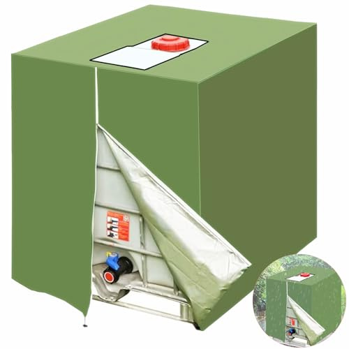 IBC Tank Abdeckung 1000l,Wassertank Abdeckplane mit Reißverschluss,IBC Container Cover Schutzhülle für IBC Tank Behälter Regentonne,Schutzplane Regenwassertank 1000l Wassertank Zubehör (120x100x116cm)