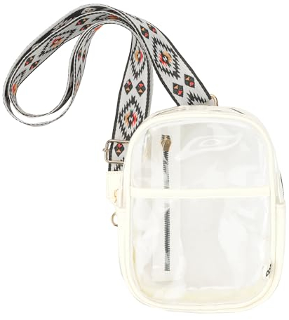 C.C Gürteltasche für Damen, Schultertasche, Crossbody-Tasche mit verstellbarem Riemen für Damen, Azteken-Elfenbein, 8 inches (width) x 5 inches (height), Gürteltasche für den Alltag