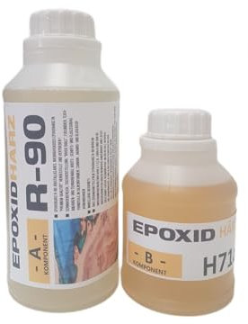 Epoxidharz Set mit Härter Epoxidharz Set Anfänger Epoxy Resin Gießharz für Holz und Bootsbau, Harz Hießen Set, Epoxyd-Harz Set Ideal für Laminier, Hochglanz-Finish (0,75kg (0,5kg A + 0,25kg B))