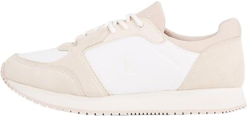 Calvin Klein Damen Runner Sneaker Laceup Sock Sportlich, Mehrfarbig (Creamy White/Whisper Pink), 40