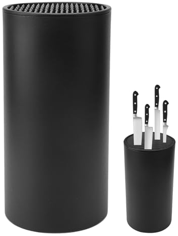 Messerblock Ohne Messer, Universal Runder Messerblockhalter unbestückt mit Utensilienhalter, Küchenmesser 0rganizer, Küchenbesteck für Sicheren Halt Messer Organisiert und Sauber, 22.5x13cm, Schwarz