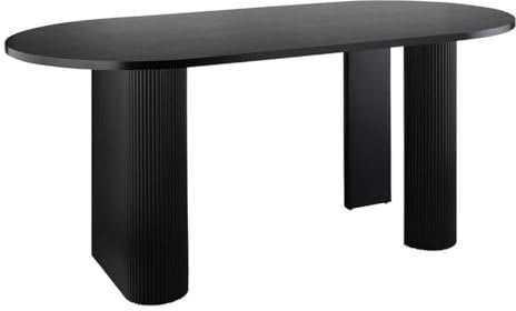 Atmosphera Créateur d'Intérieur - Table Basse Ovale Olova Noir Effet Bois 3 Pieds Texturés Finition Semi-Brillante Salon, Bureau
