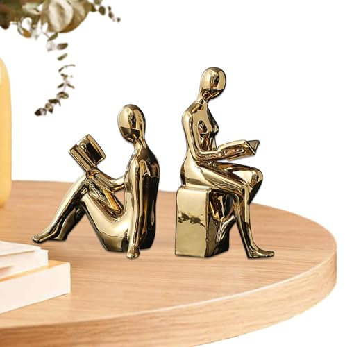 Serre-livres décoratifs | Serre-livres en forme de figurine | Serre-livres robustes en céramique antidérapants pour bibliothèque, rangement de livres de cuisine et serre-livres décoratifs en céramique