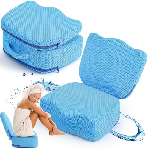 Yerliker 1 x faltbarer Whirlpool-Sitzerhöhung, aufblasbar, verstellbar, 2 Höhen, extra dick, Whirlpool-Kissen, Badesitz mit Rückenstützkissen für Erwachsene, Schwimmbad, Spa, Badewanne, drinnen und