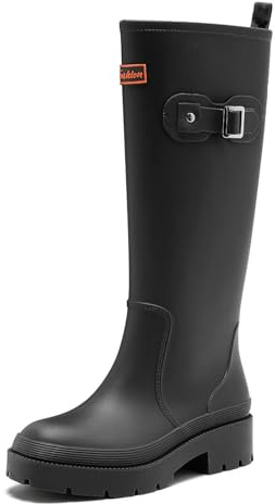 Gummistiefel Damen Lange Stiefel, Wasserdicht Hohe Rutschfeste Gartenschuhe | Wasserdicht und Bequem Gummischuhe für Garten, Regen, Landwirtschaft, Outdoor und Alltag