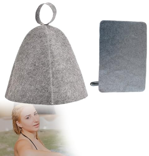 Cappello da Sauna, Cappello In Feltro Per Sauna, Berretti Da Sauna Per Uomo E Donna, Accessori Per Sauna, Cappello in Feltro, Tappetino per Sauna, Adatto Per Saune, Spa, Bagni (Grigio)