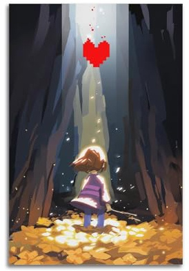 RUINOSAU Leinwand-Wandkunst, Dekor, Undertale-Spiel-Poster für Schlafzimmer, Wohnzimmer, moderne Heimwanddekoration, Geschenk, 40 x 60 cm, ungerahmter Stil