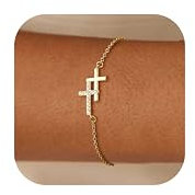 Dochais Kreuz Armband Damen - 14K Gold Vergoldete Armbänder Wasserfestes, Verstellbar Gold/Silber Armband Set für Frauen Mädchen, Goldene Bracelet Schmuck Geschenk