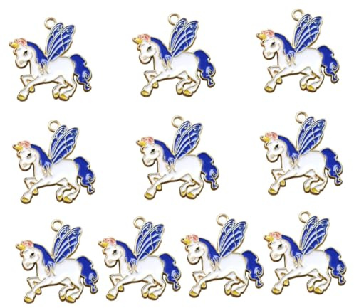 Angoily Einhorn und 10 Stück pro Packung aus Legierung 10 Bunte Anhänger als Modisches Zubehör mit Zartem Design für Selbstgemacht Schmuckherstellung für Ohrringe und Halsketten