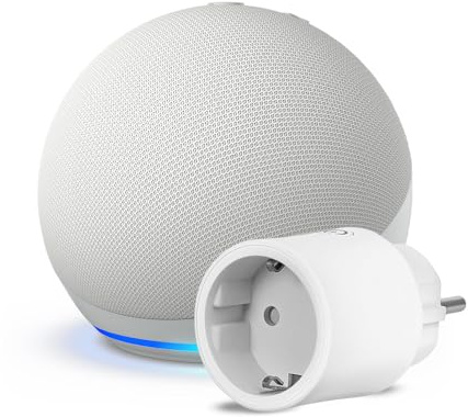 Echo Dot (5. Generation) | Weiß + OSRAM SMART+ Smarte Steckdose mit Matter, Funktionert mit Alexa - Smart Home-Einsteigerpaket