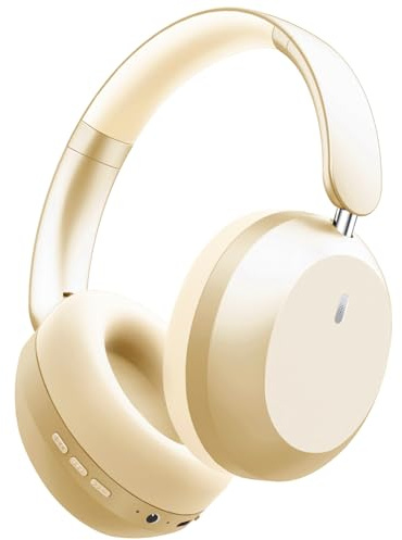 Wentronic Y05 Bluetooth Headphones Wireless Over Ear Noise Cancelling with Microphone 48 Hours Playtime, High Sound Quality Foldable Soft Earpads Earphones for Travel-Yellow